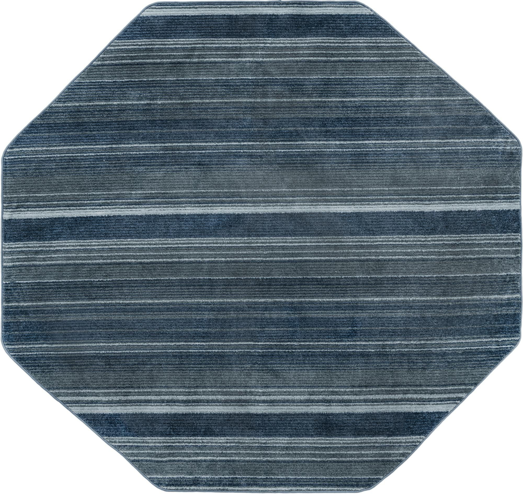 7' 3 x 7' 3 Jagger · Striped rug, blue and gray