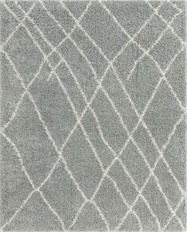 7' 10 x 10' Clearbrook · Diamond Shag Rug, gray and ivory