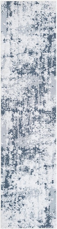 2' 7 x 10' Coxwell · Abstract rug, navy and white