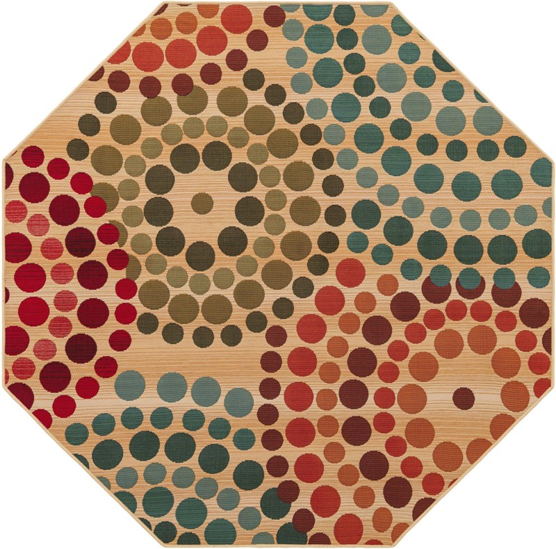 5' 3 x 5' 3 Lomax · Dot Outdoor Rug, beige and multicolor