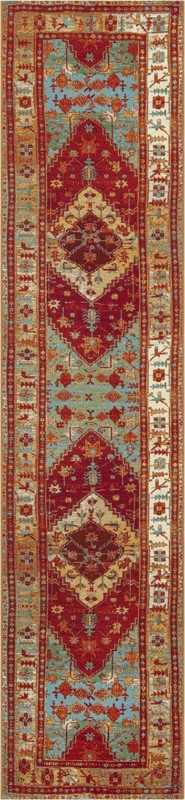 2' 7 x 12' Lomax · Medallion Outdoor Rug, red and blue