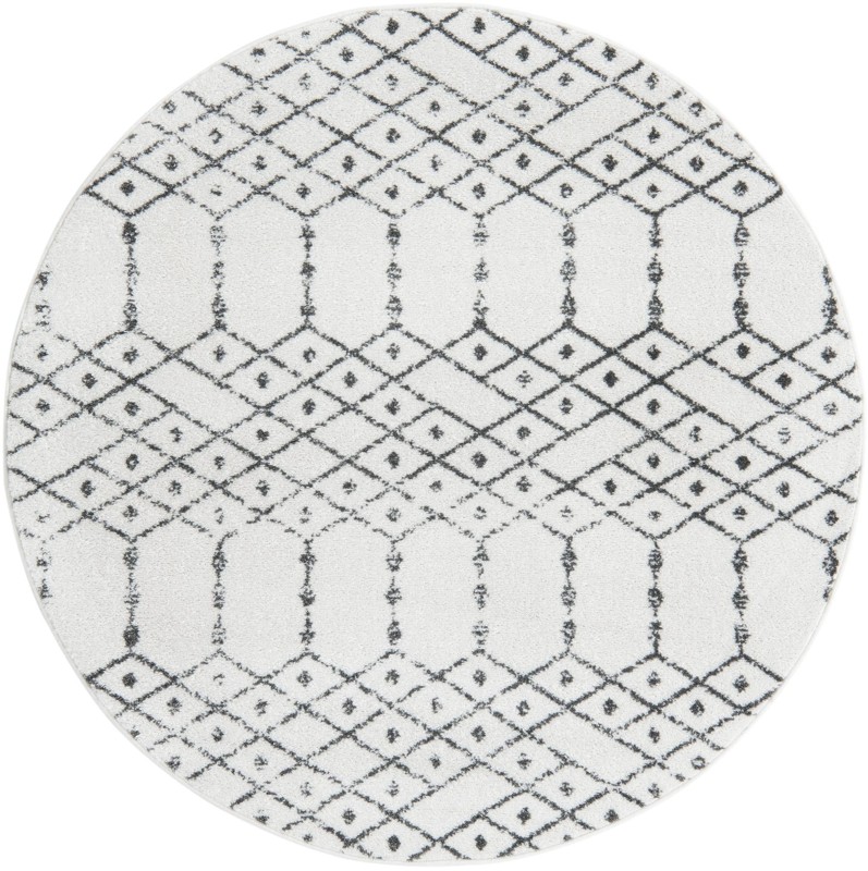 5' 3 x 5' 3 Newcomb · Geometric lattice rug, ivory and charcoal
