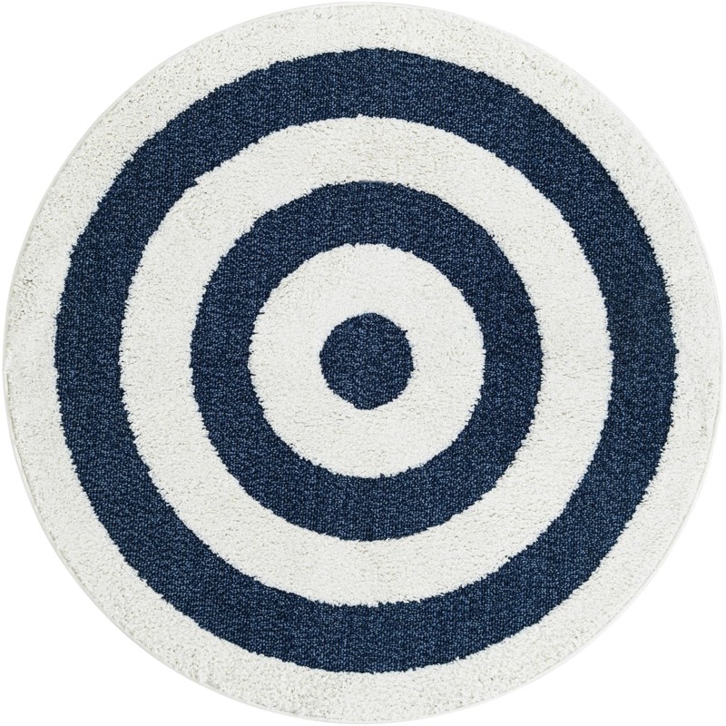 5' 3 x 5' 3 Rickard · Border rug, blue and ivory