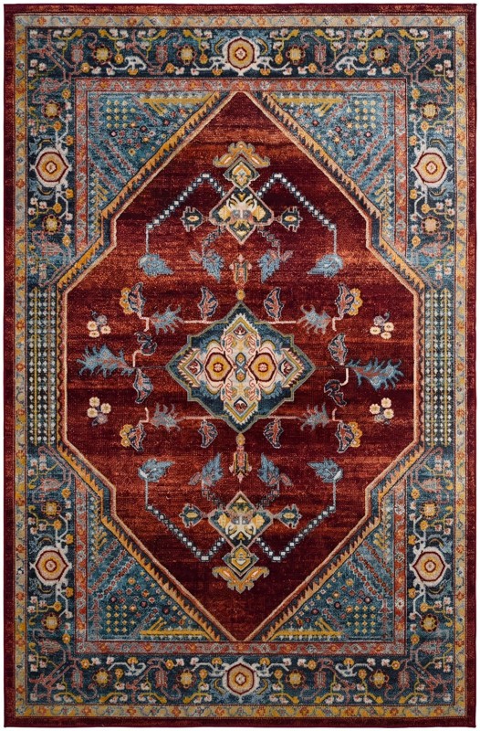 6' x 9' Murray · Medallion Washable Rug, burgundy and blue