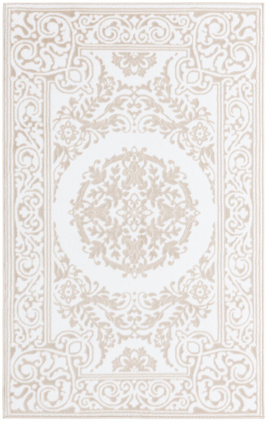 3' 3 x 5' 3 Thistle · Medallion rug, white and beige