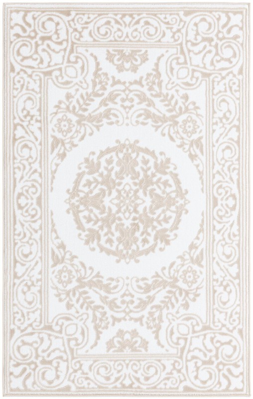 3' 3 x 5' 3 Thistle · Medallion rug, white and beige