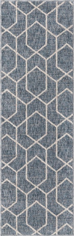 Glenwood · Geometric trellis rug, blue and ivory