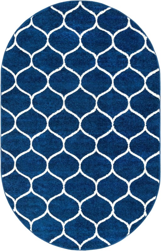 5' 3 x 8' Ingram · Lattice rug, navy and ivory