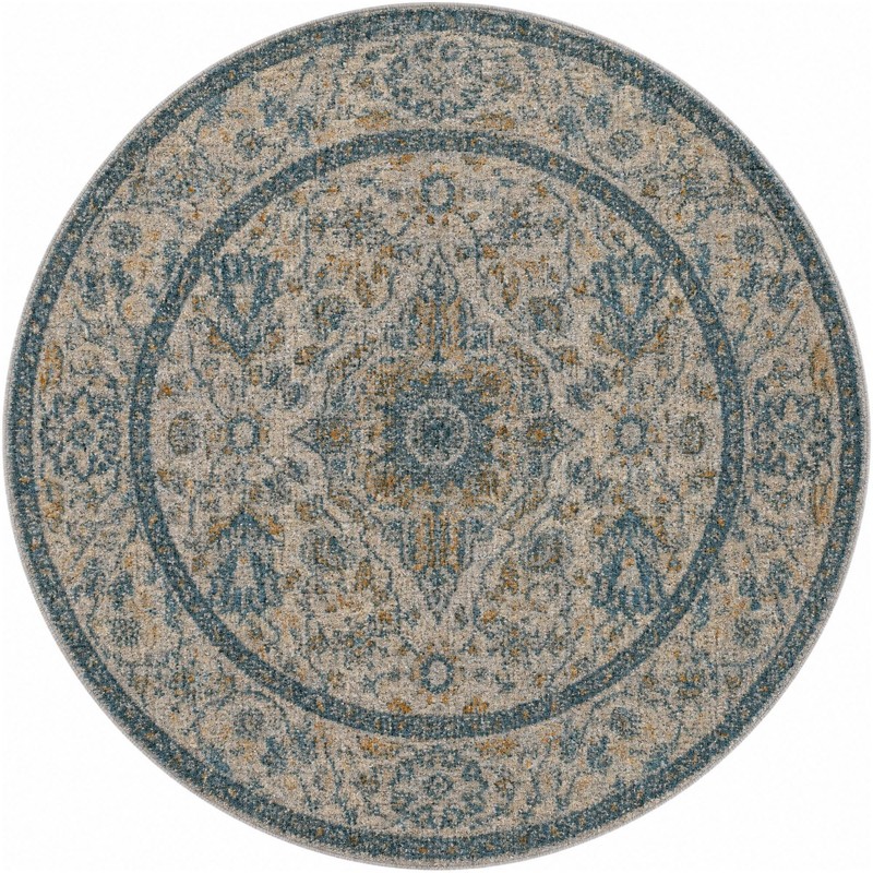 5' 2 x 5' 2 Thane · Medallion rug, gray and blue