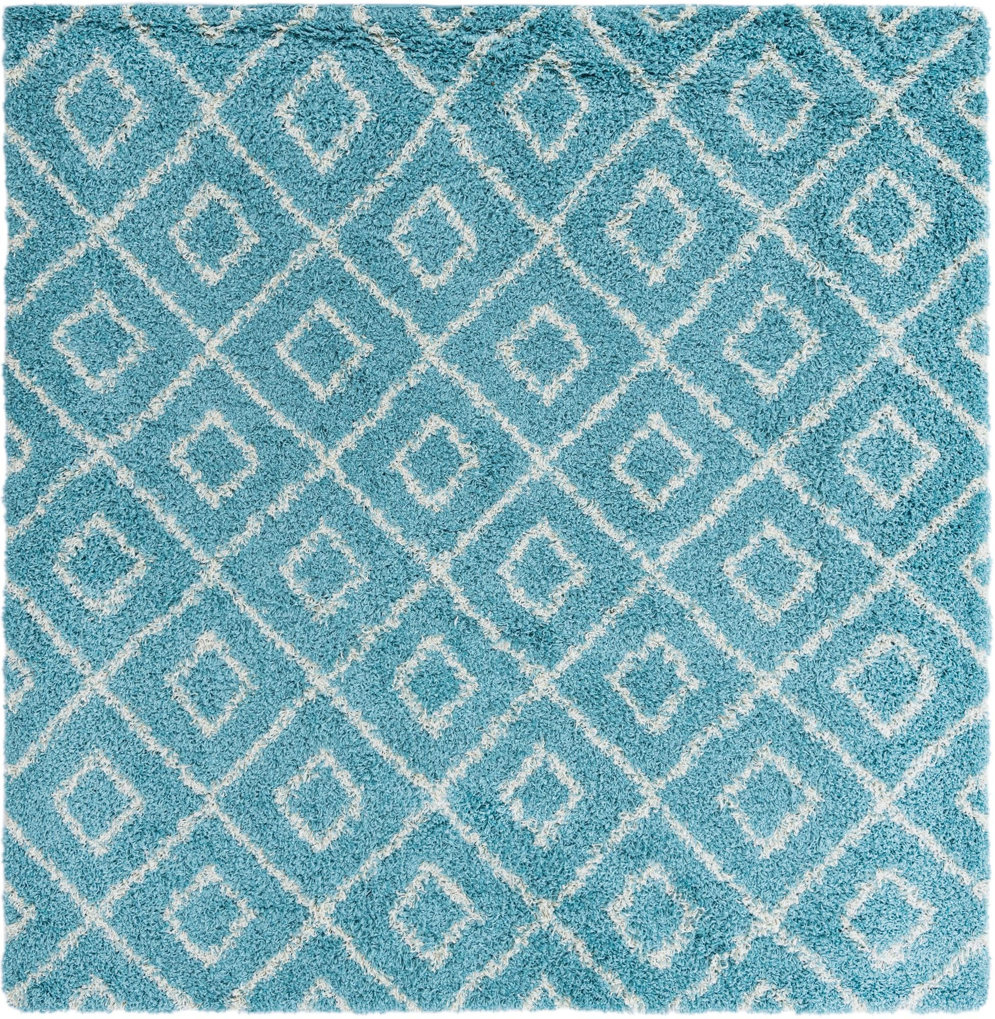 7' 10 x 7' 10 Brock · Diamond Shag Rug, aqua