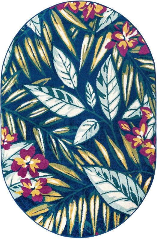 Shoal · Floral / botanical rug, navy