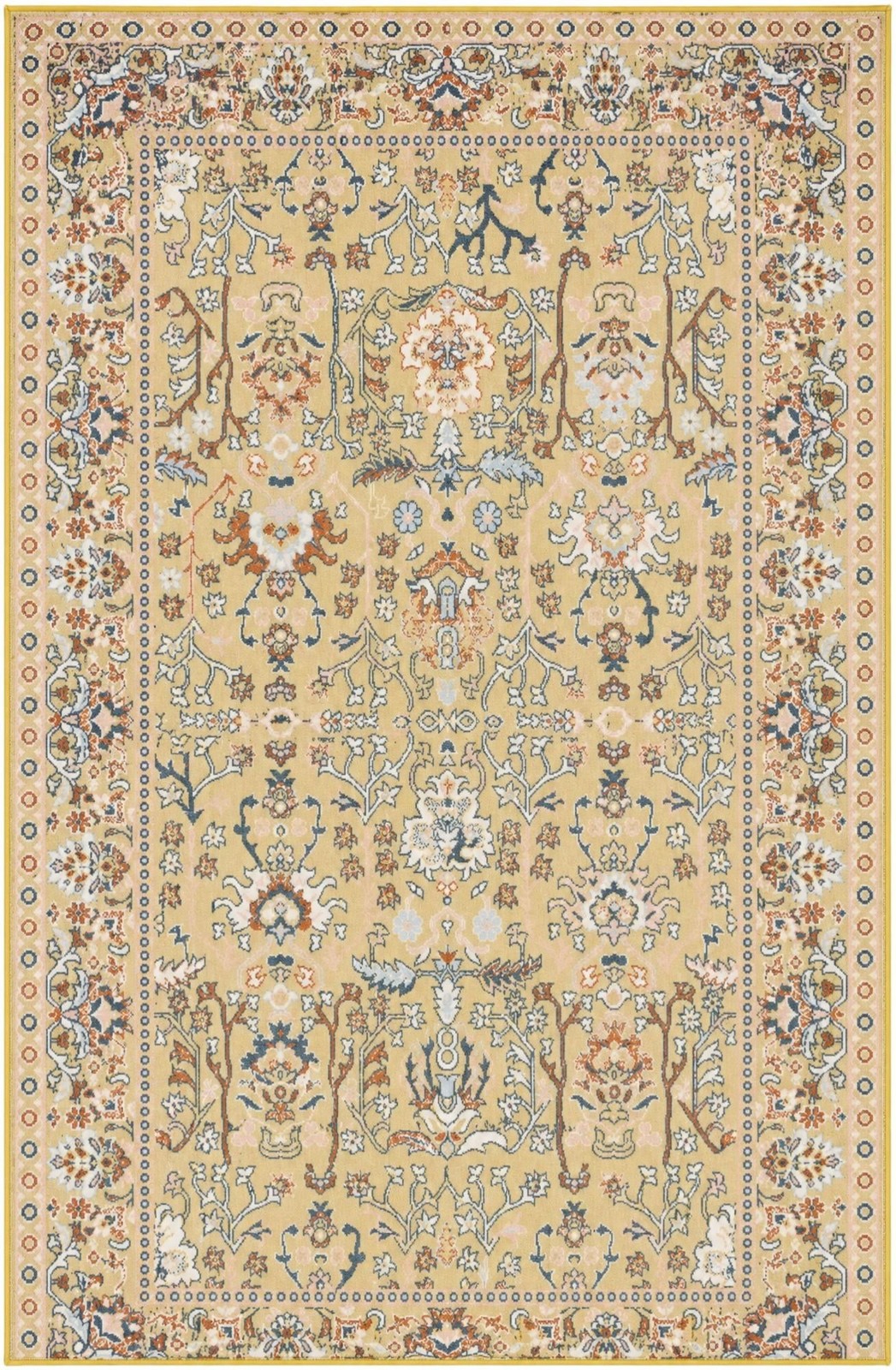 5' 3 x 8' Sandys · Persian Washable Rug, yellow and blue