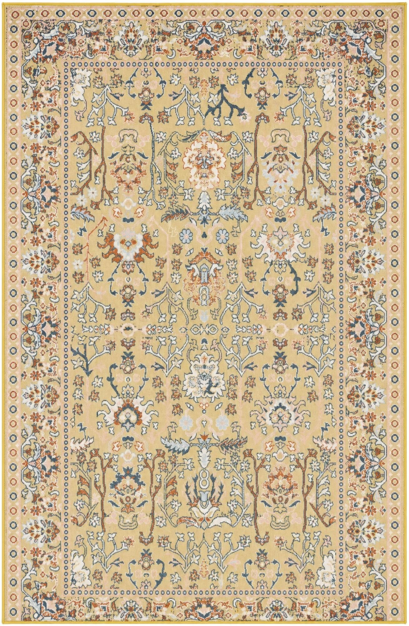 5' 3 x 8' Sandys · Persian Washable Rug, yellow and blue