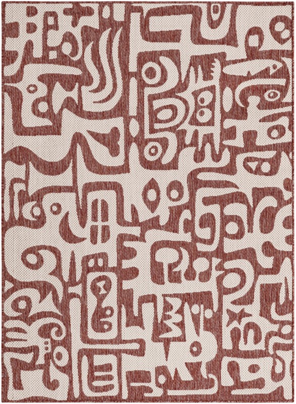 5' 3 x 7' Hungerford · Abstract Outdoor Rug, rust red