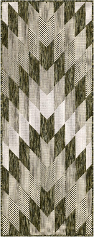 2' x 5' 3 Morrell · Checkered Outdoor Rug, green