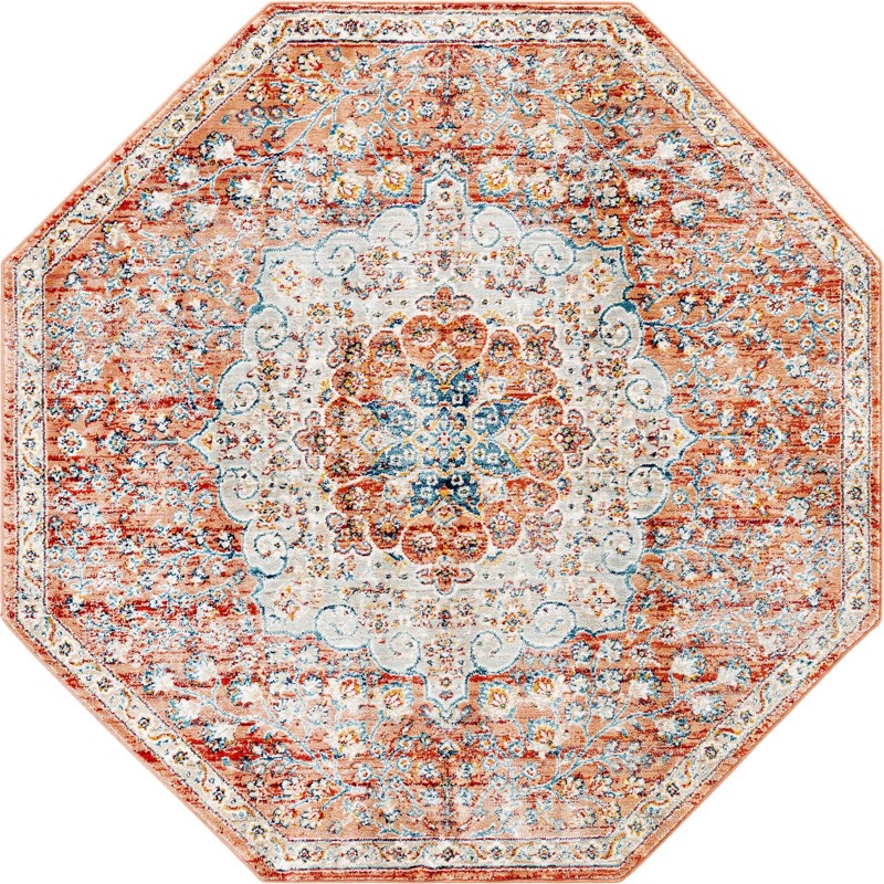 4' x 4' Stanford · Border rug, red