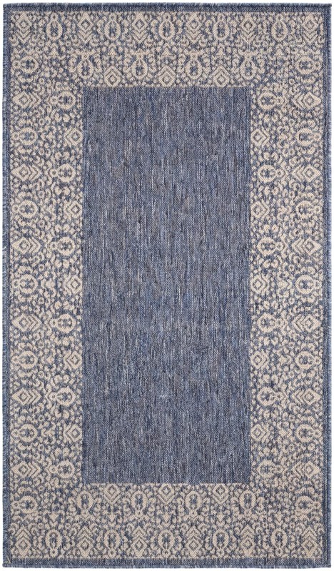 3' x 5' 3 Bloomfield · Border Outdoor Rug, blue and gray