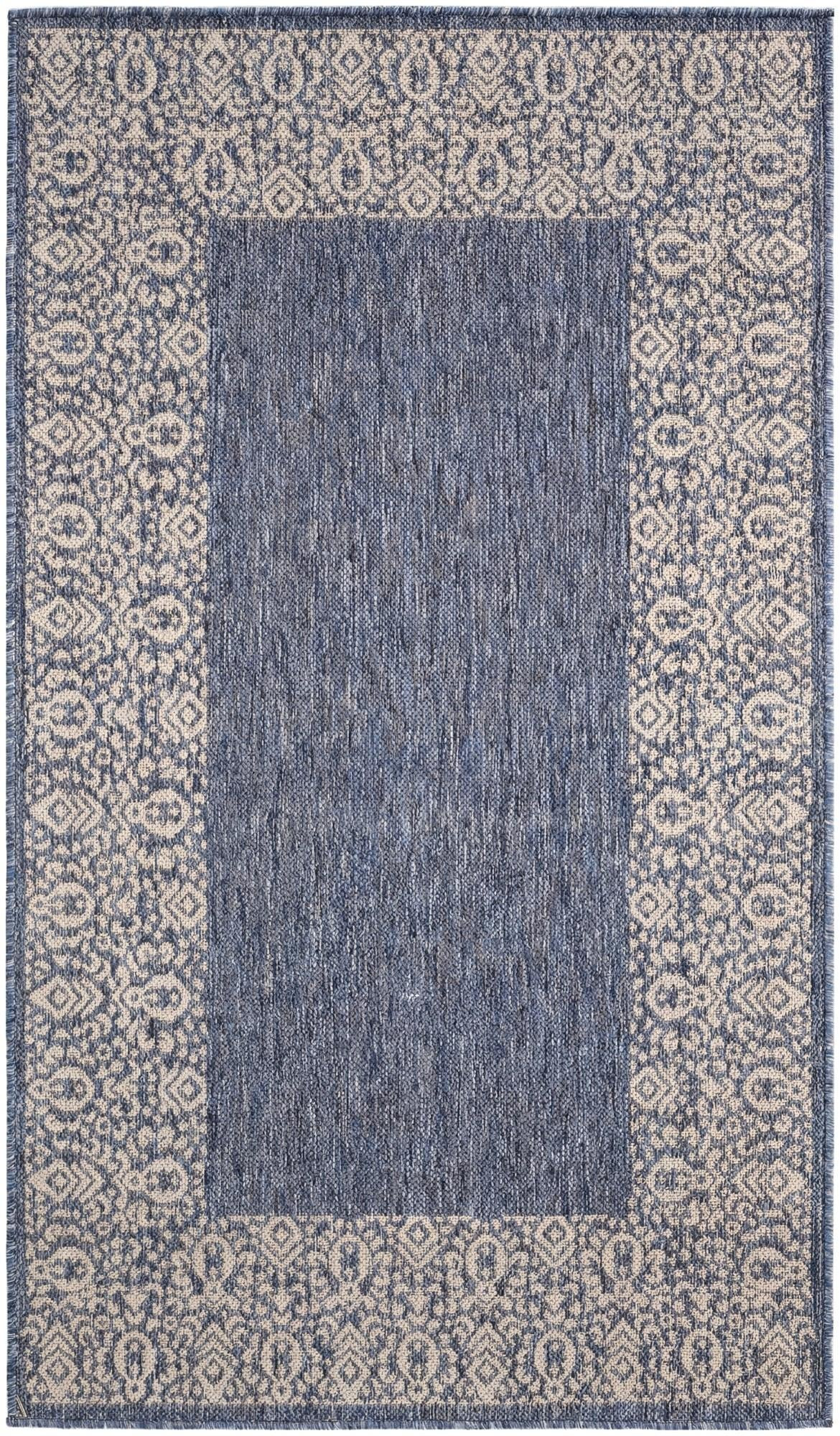 3' x 5' 3 Bloomfield · Border Outdoor Rug, blue and gray