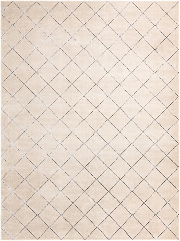 10' x 13' Gilchrist · Diamond lattice rug, ivory and grey