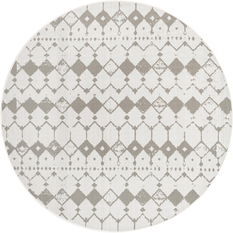 Stowe · Geometric diamond Outdoor Rug, ivory and gray