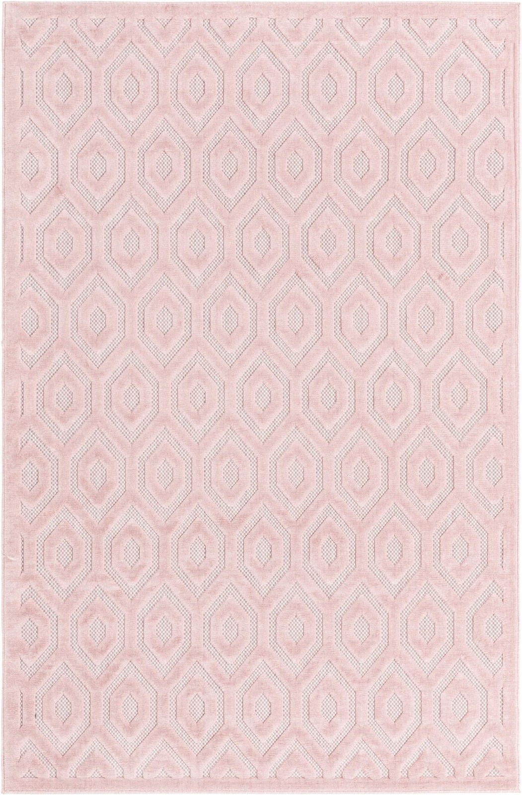 6' x 9' Roanoke · Geometric lattice Outdoor Rug, soft pink