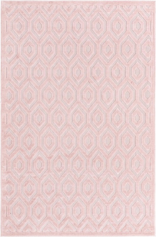 6' x 9' Roanoke · Geometric lattice Outdoor Rug, soft pink
