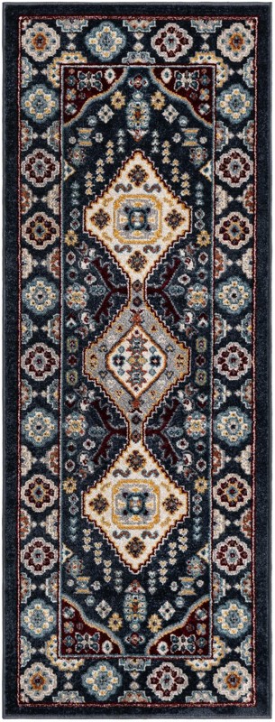 Middlebury · Border Washable Rug, navy blue