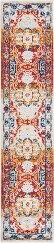 2' x 9' 10 Pierce · Medallion rug, rust and navy