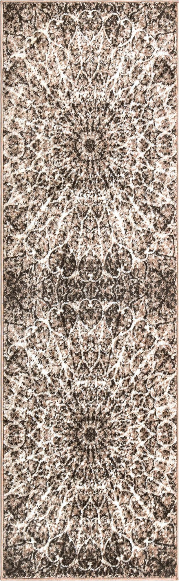 2' x 6' 7 Blakemore · Medallion runner rug, brown and ivory