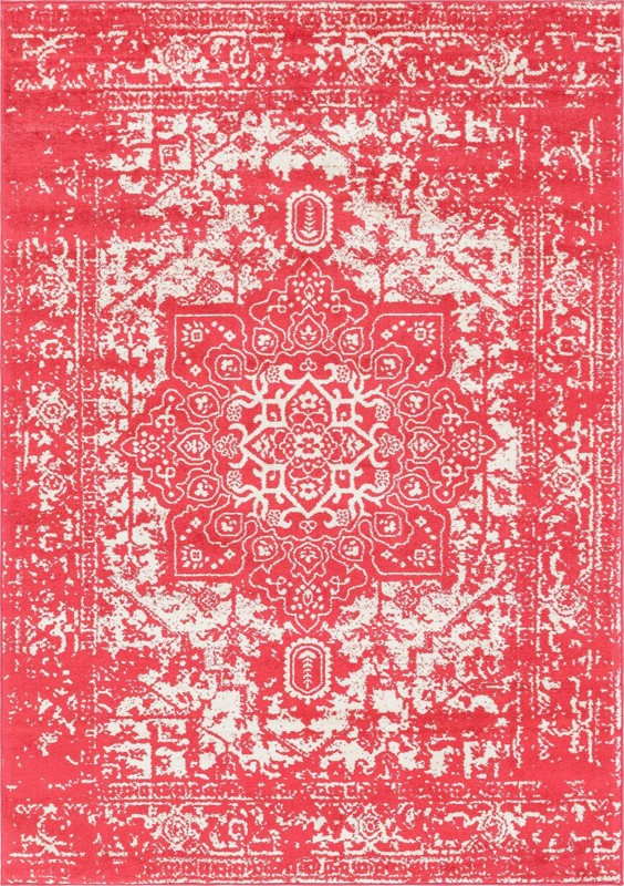 7' x 10' Birch · Border rug, pink