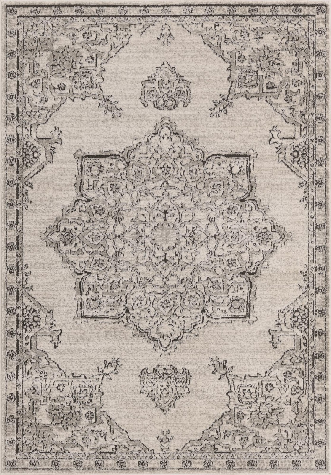 5' 3 x 8' Wade · Medallion rug, ivory and gray