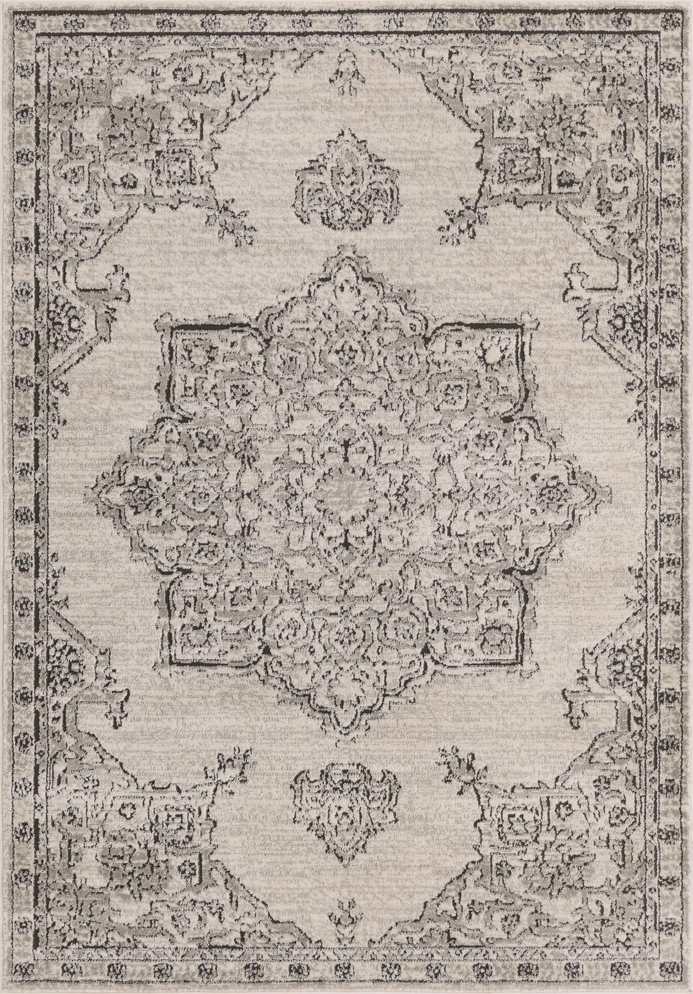 5' 3 x 8' Wade · Medallion rug, ivory and gray