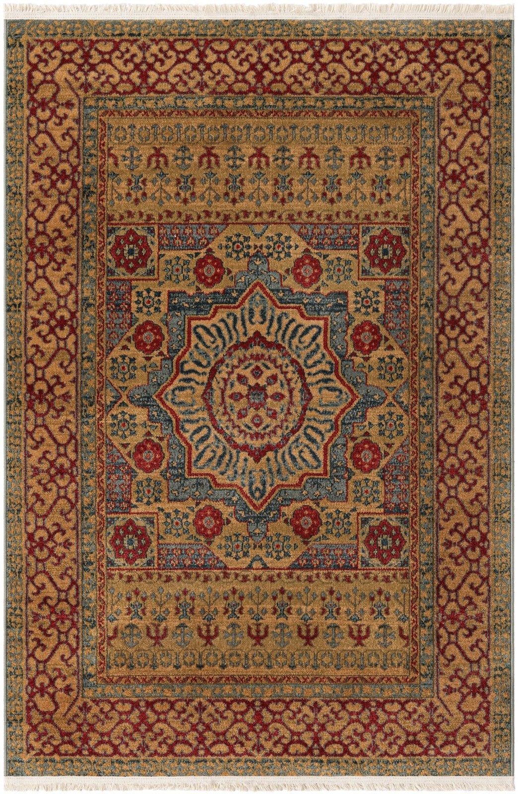 4' x 6' Nesbitt · Medallion rug, gold and red