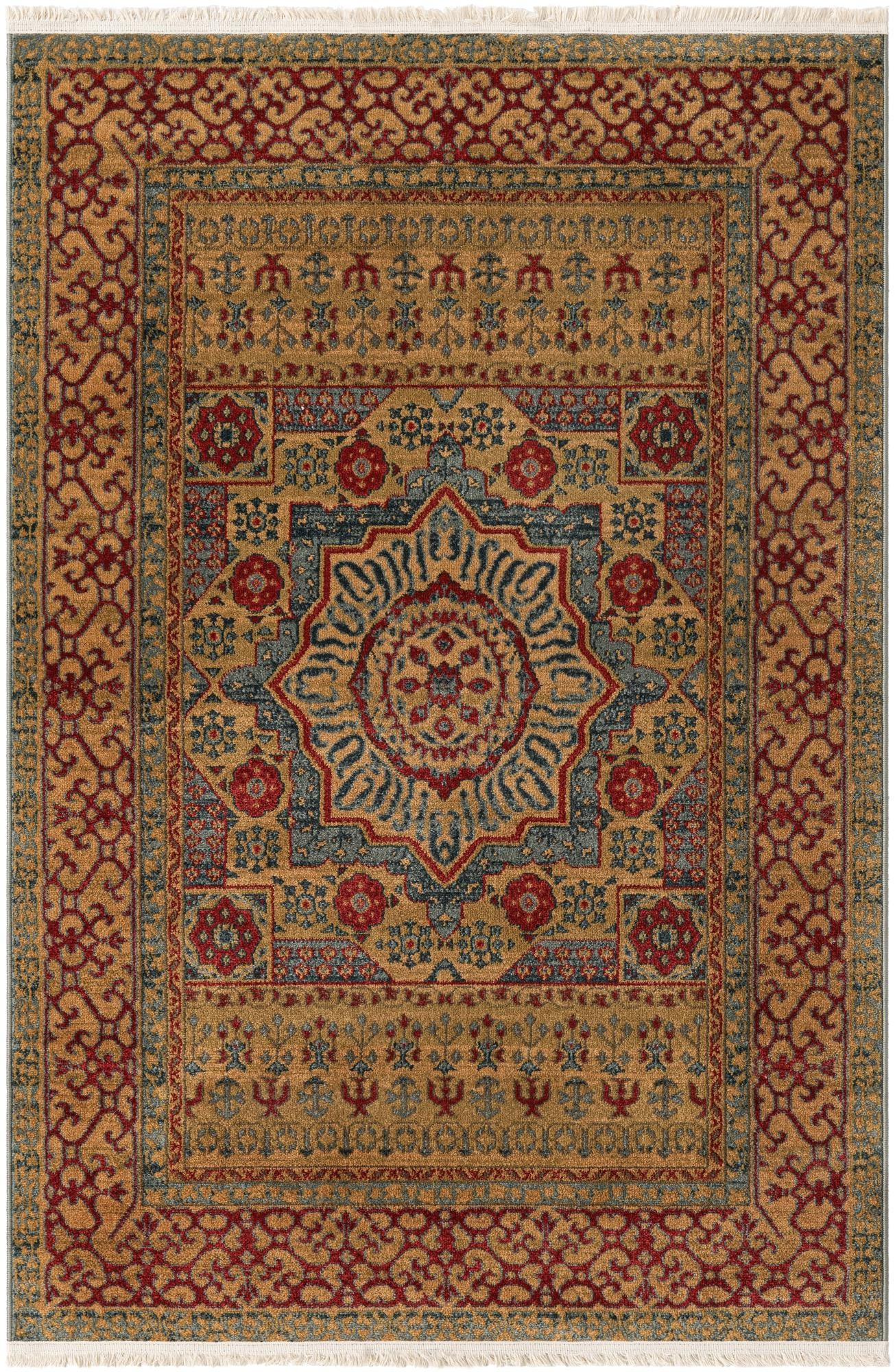 4' x 6' Nesbitt · Medallion rug, gold and red