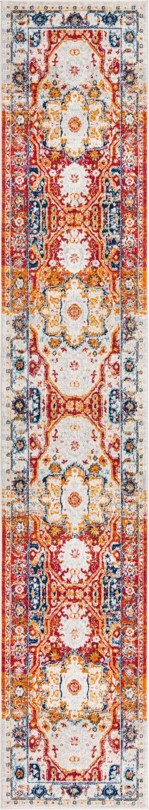 3' x 16' Pierce · Medallion rug, rust and navy