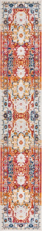 3' x 16' Pierce · Medallion rug, rust and navy