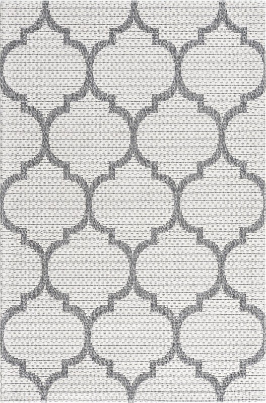 Enid · Lattice rug, ivory and gray