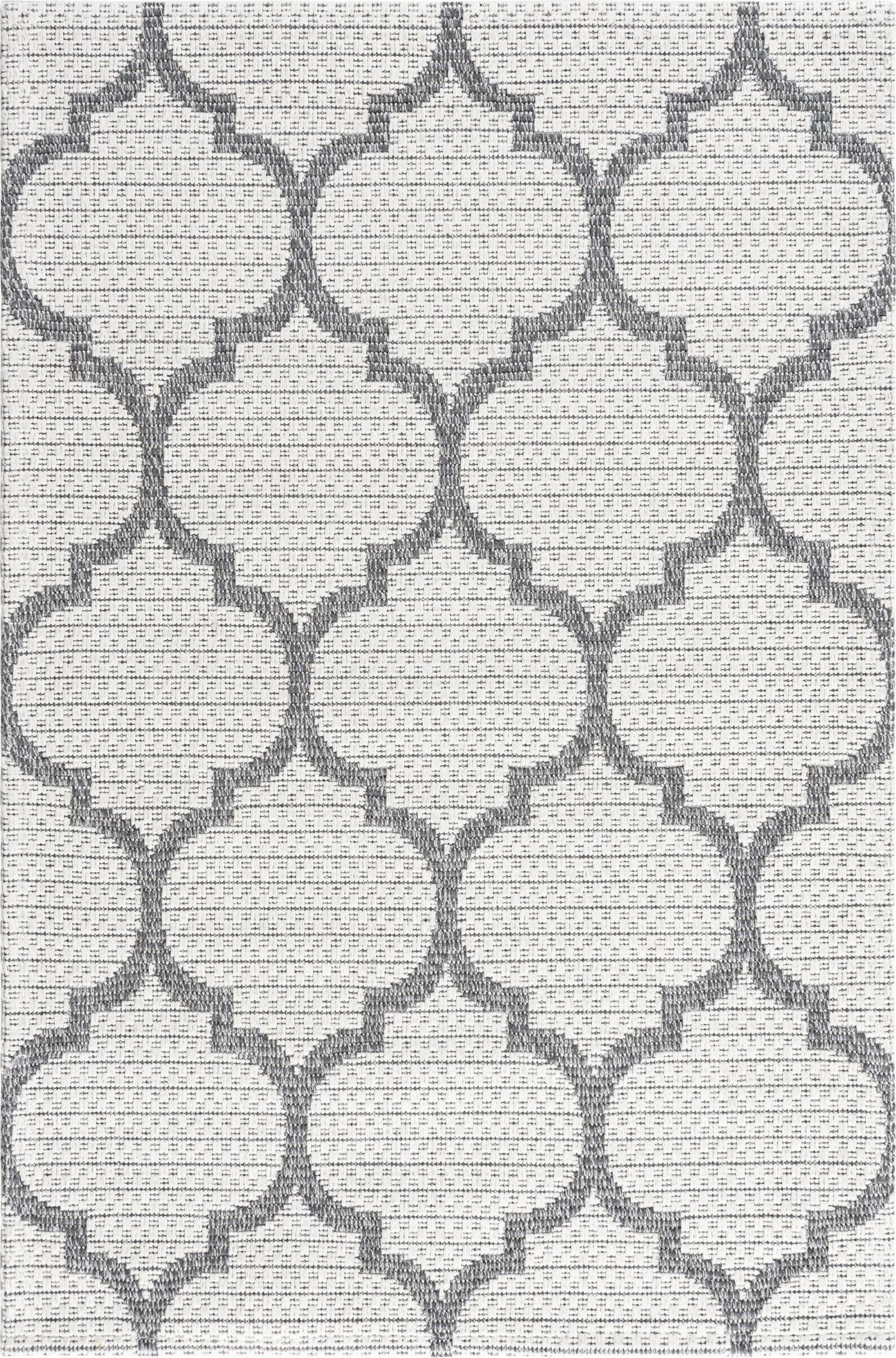 2' 2 x 3' Enid · Lattice rug, ivory and gray