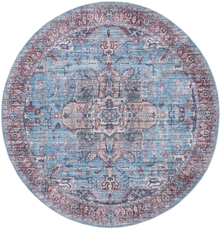 Roarke · Border Washable Rug, blue
