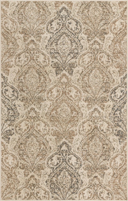 5' x 8' Maude · Damask rug, beige and brown