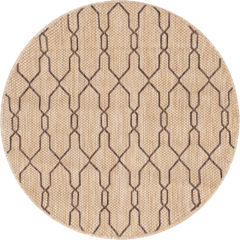 Bronson · Geometric lattice Outdoor Rug, natural and brown