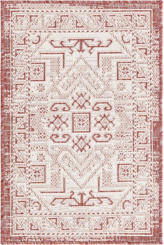 2' x 3' Estuary · Border Outdoor Rug, rust red