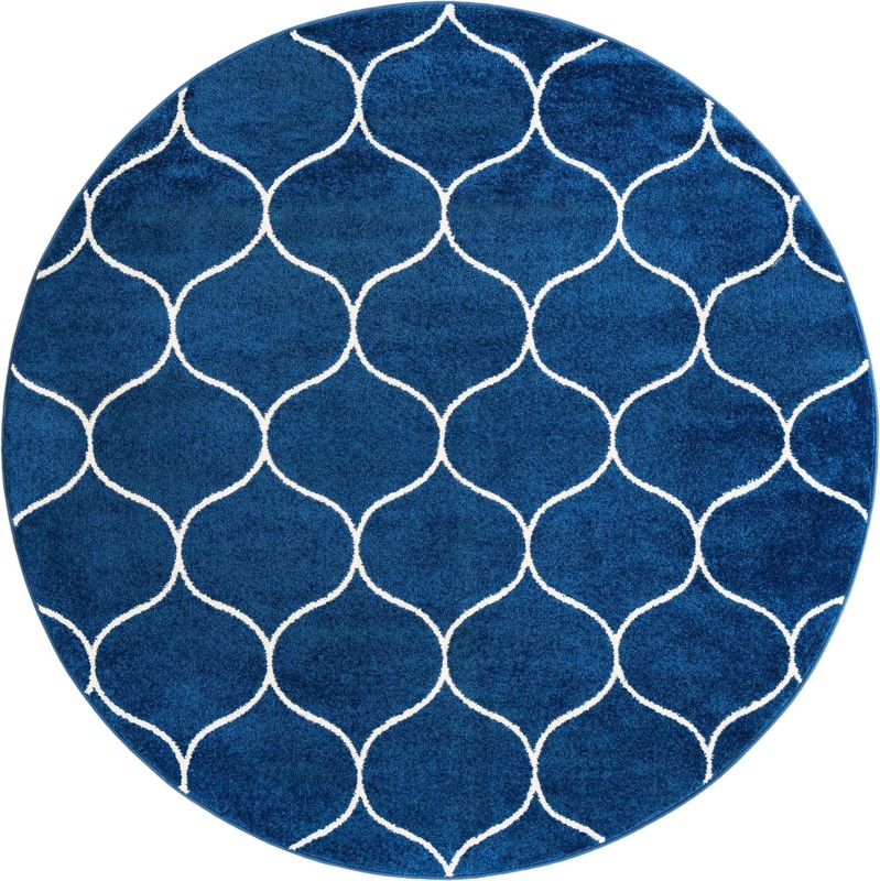7' x 7' Ingram · Lattice rug, navy and ivory