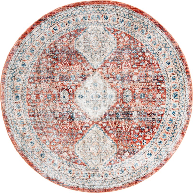 7' x 7' Greenbriar · Border rug, red