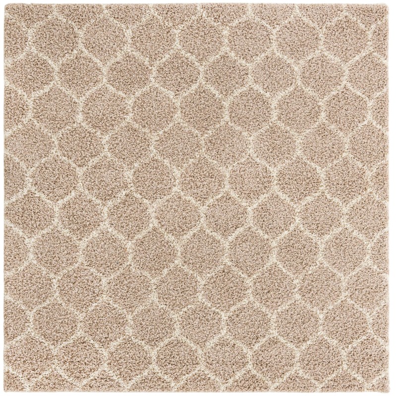 Barnett · Lattice Shag Rug, light brown and ivory