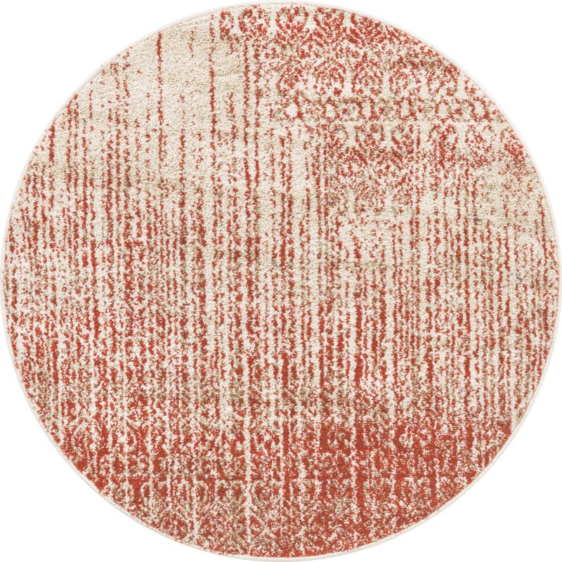 Marchmont · Distressed damask rug, terracotta and beige