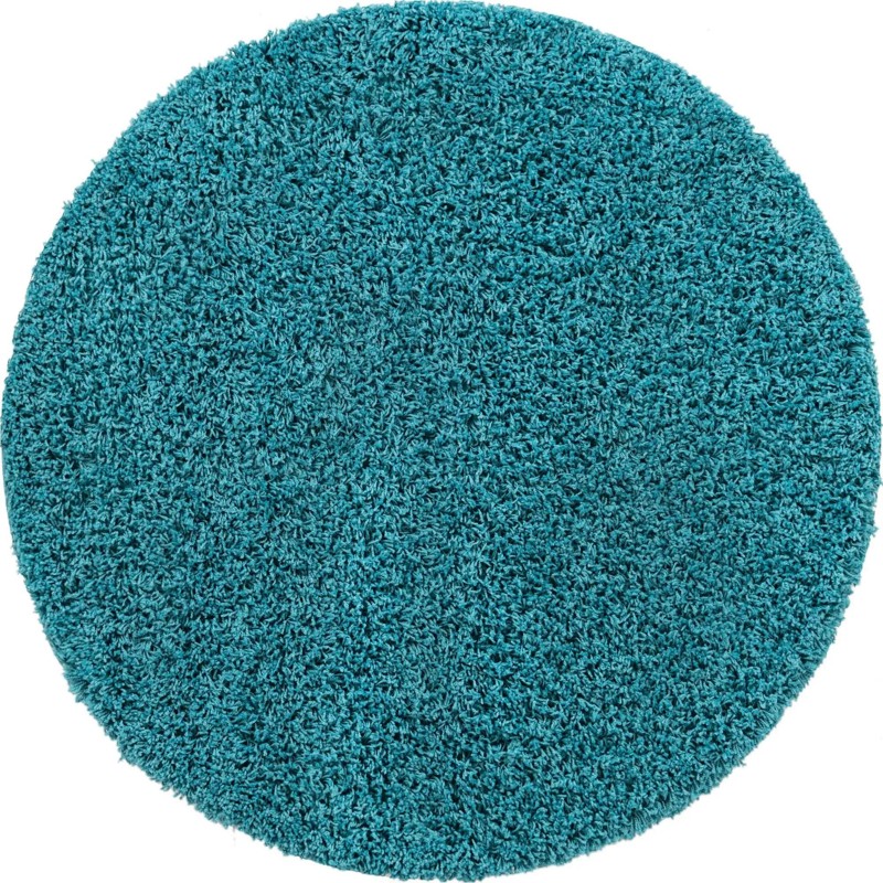 7' 10 x 7' 10 Jameson · Solid shag rug, deep aqua blue