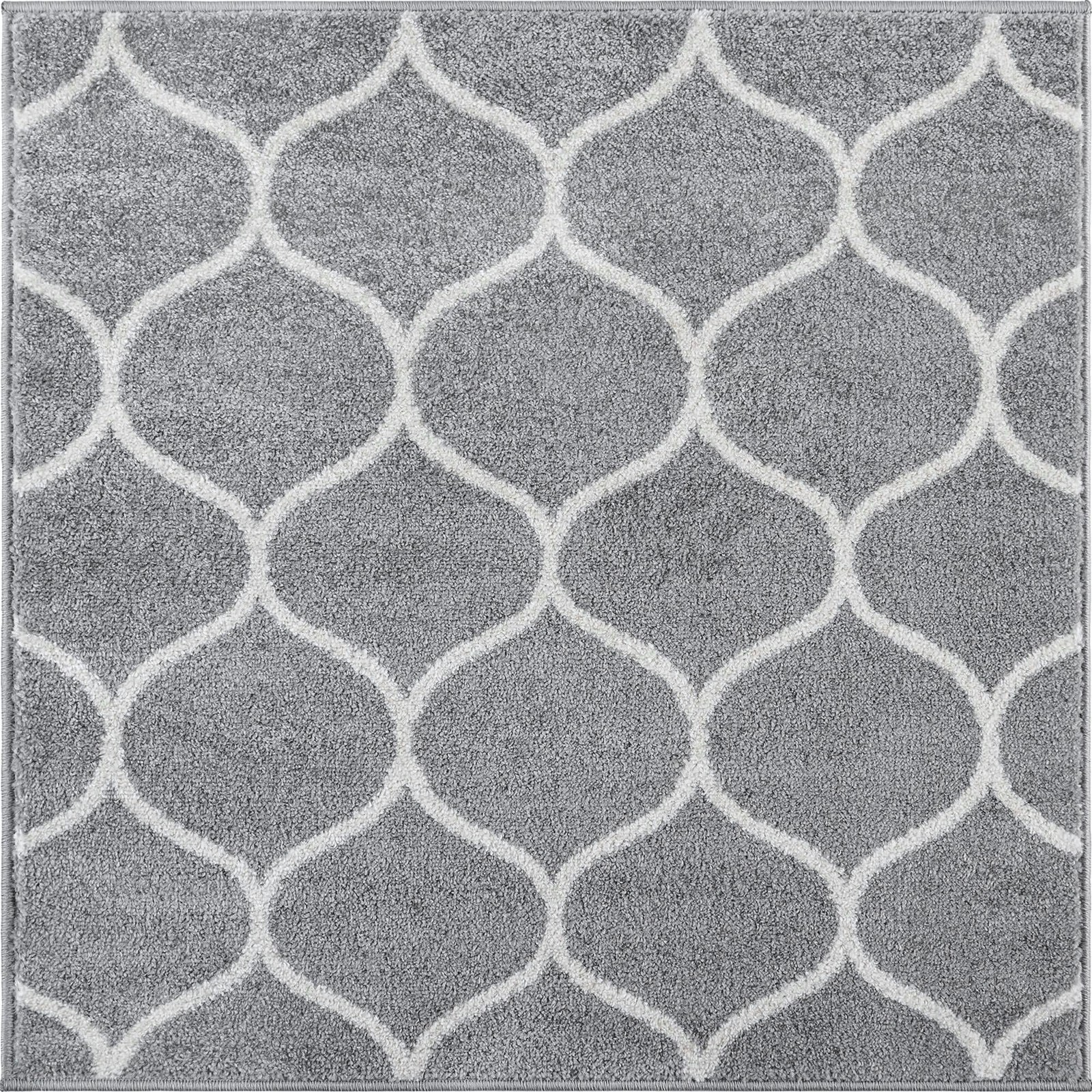 6' x 6' Ingram · Lattice rug, gray and ivory