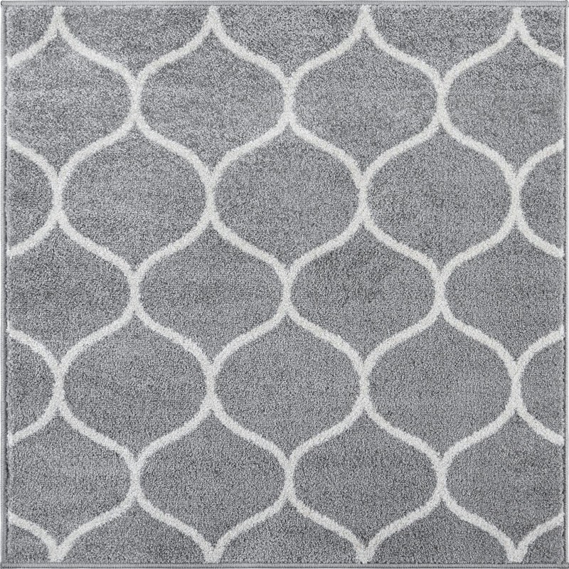 6' x 6' Ingram · Lattice rug, gray and ivory
