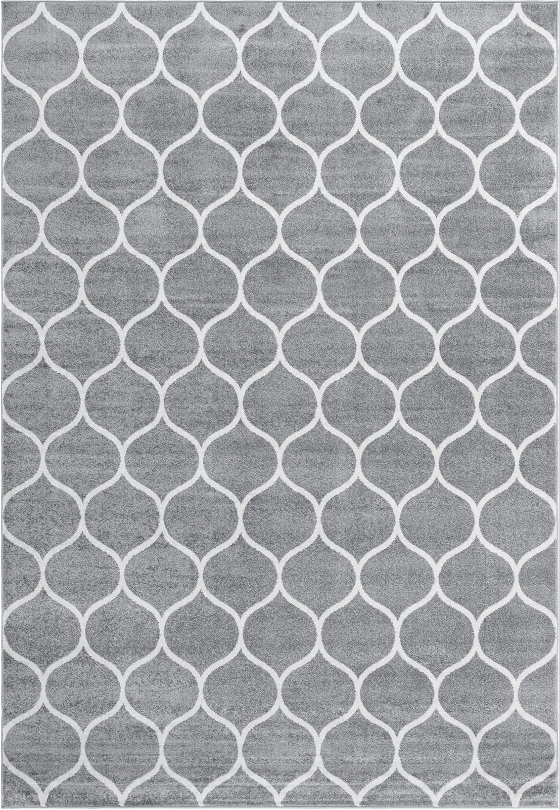 7' x 10' Ingram · Lattice rug, gray and ivory